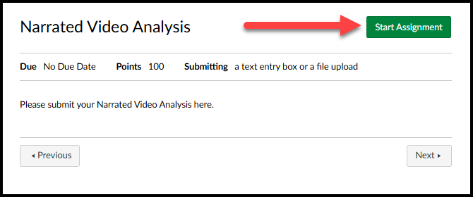 start assignment